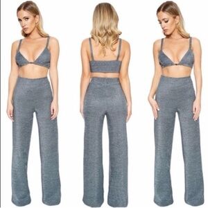 Naked Wardrobe Shine Through Wide Leg set